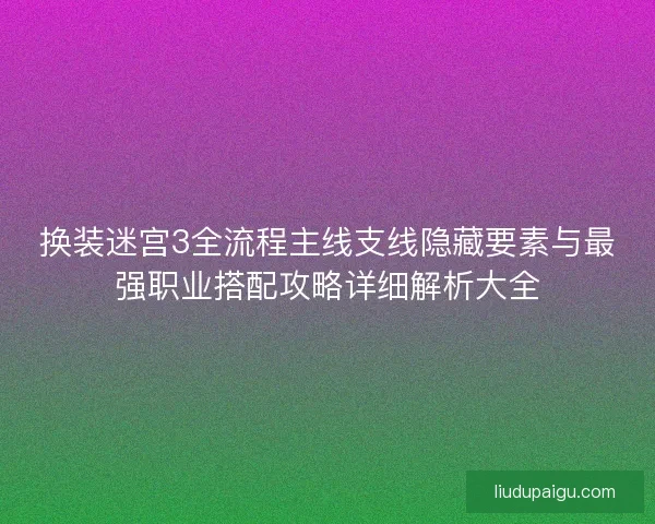 换装迷宫3全流程主线支线隐藏要素与最强职业搭配攻略详细解析大全