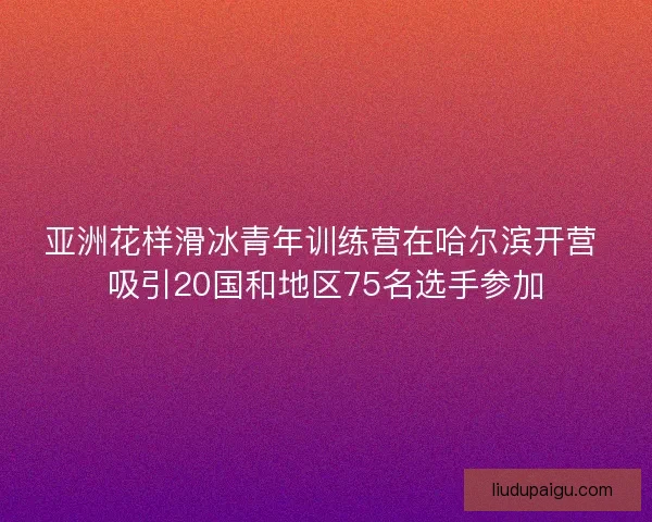 亚洲花样滑冰青年训练营在哈尔滨开营 吸引20国和地区75名选手参加