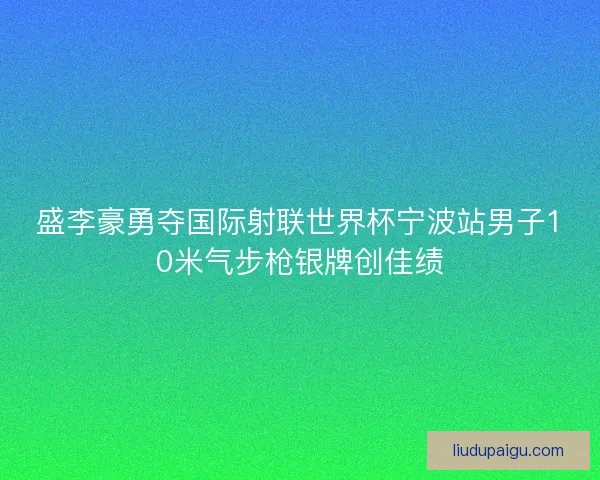 盛李豪勇夺国际射联世界杯宁波站男子10米气步枪银牌创佳绩